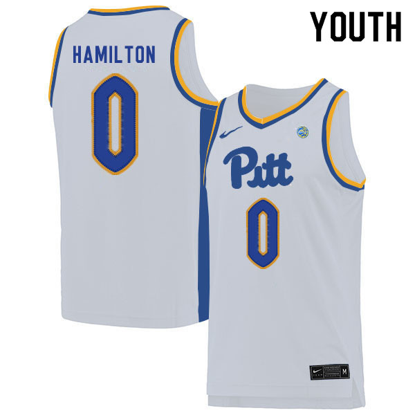 Youth #0 Eric Hamilton Pitt Panthers College Basketball Jerseys Sale-White